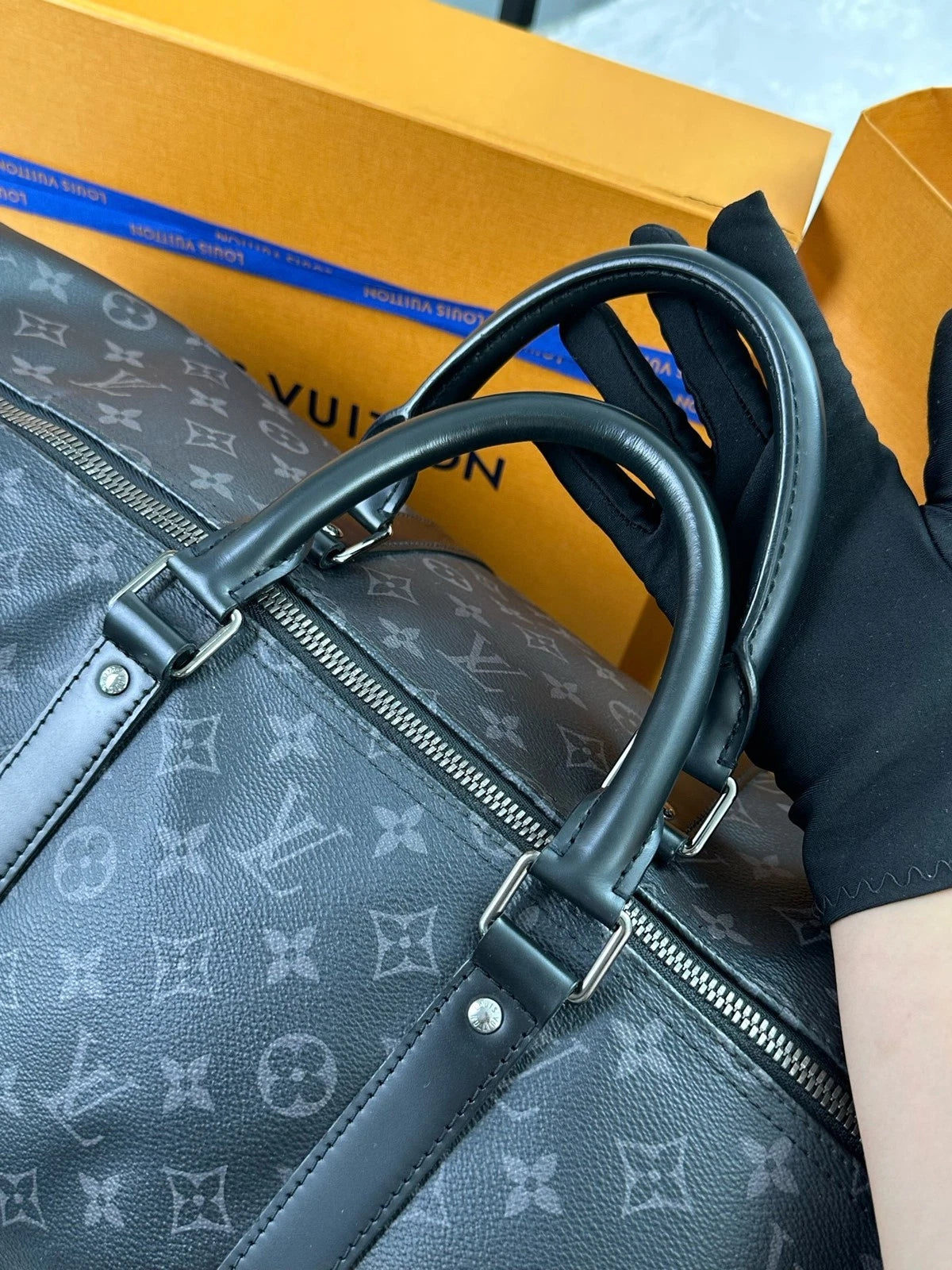 Louis Vuitton Black Canvas Keepall55 Travel Bag For Women