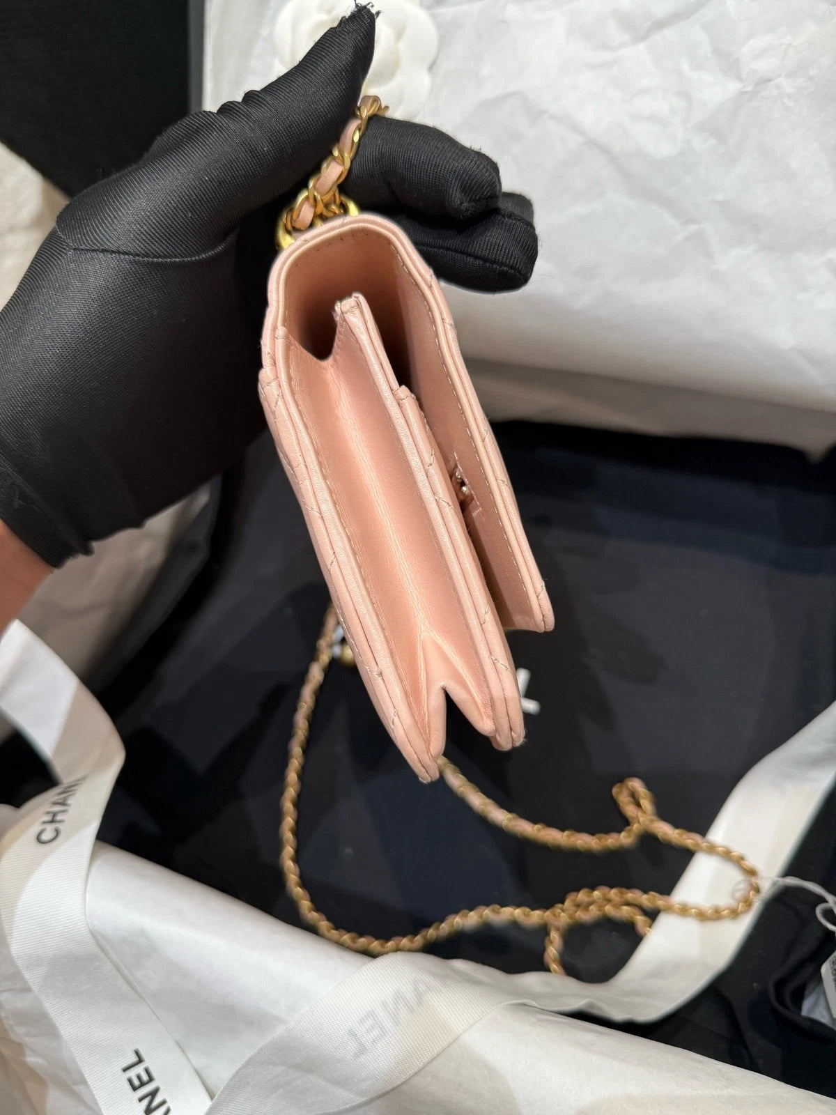 New CHANEL Sakura Pink Leather WOC Crossbody Bag For Women