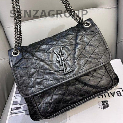 Saint Laurent Black Silver Niki Medium Chain Shoulder Bag Classic Women