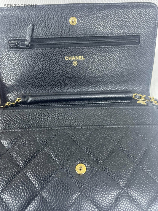 SJ0001 Chanel Classic Flap Wallet on Chain in Quilted Caviar Leather