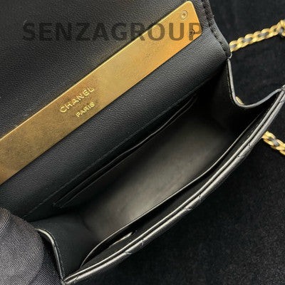 Chanel Enamel Handle Flap Bag Black Gold Hardware Quilted