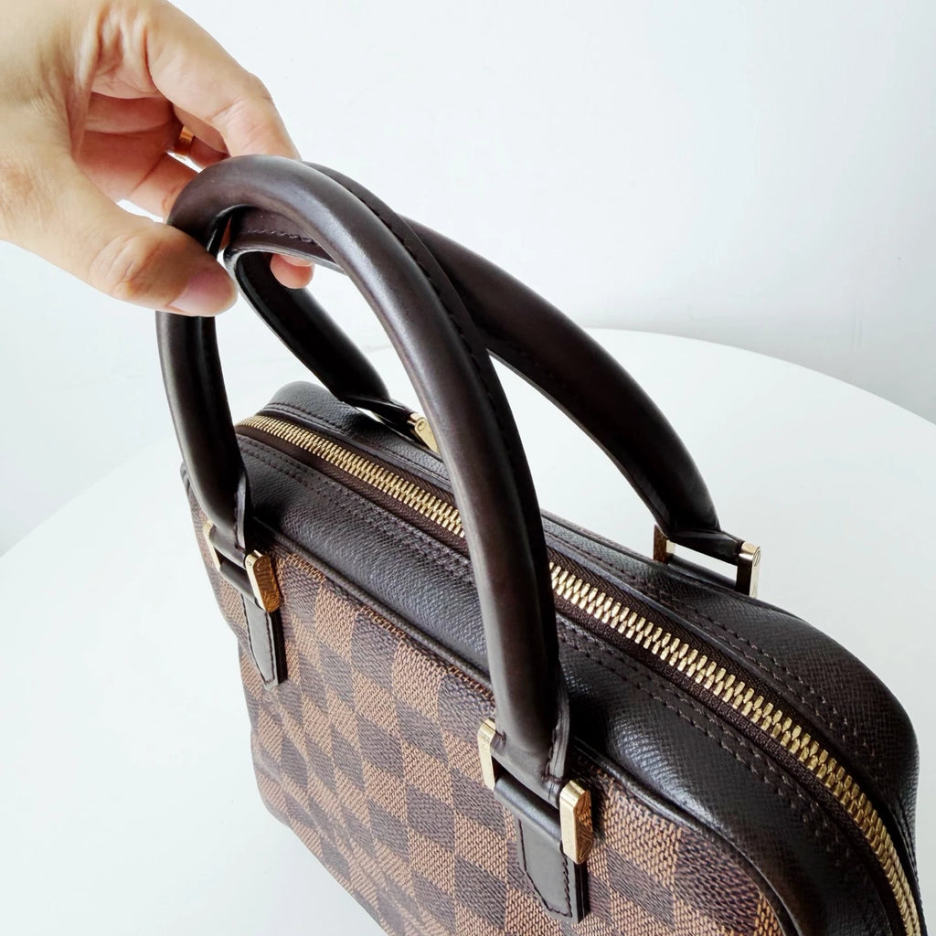 Louis Vuitton Triana Damier Ebene Canvas Handbag Gold Hardware