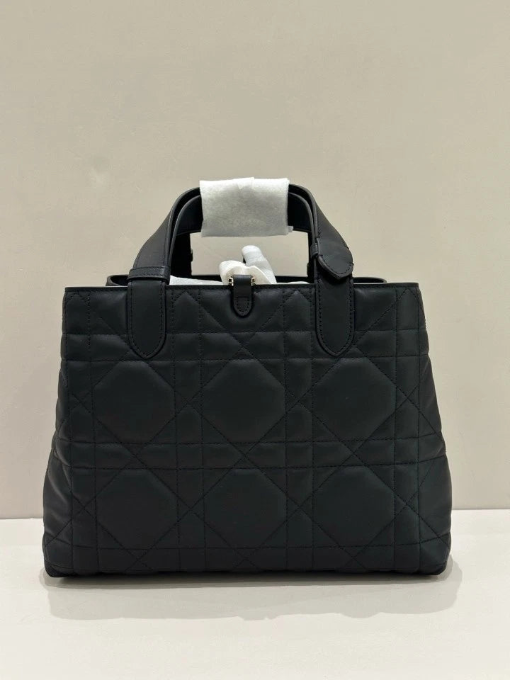 Authentic Dior Toujours Medium Black Tote Top Handle Bag For Women