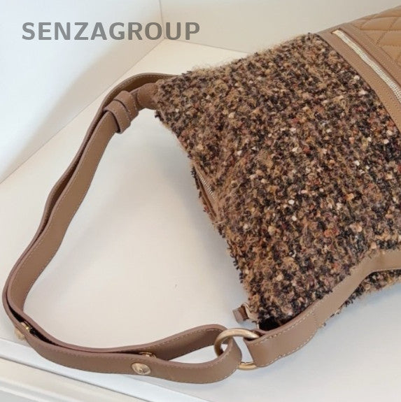 Chanel Diamond Hobo Shoulder Bag Brown Gold Used Women Classic