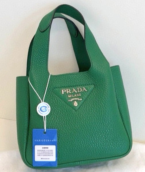PRADA Flou Mini tote Handbag Green Almost Brand NEW Women