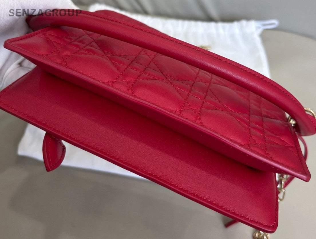 Christian Dior Milly Top Handle Shoulder Crossbody Bag Warm Red Women