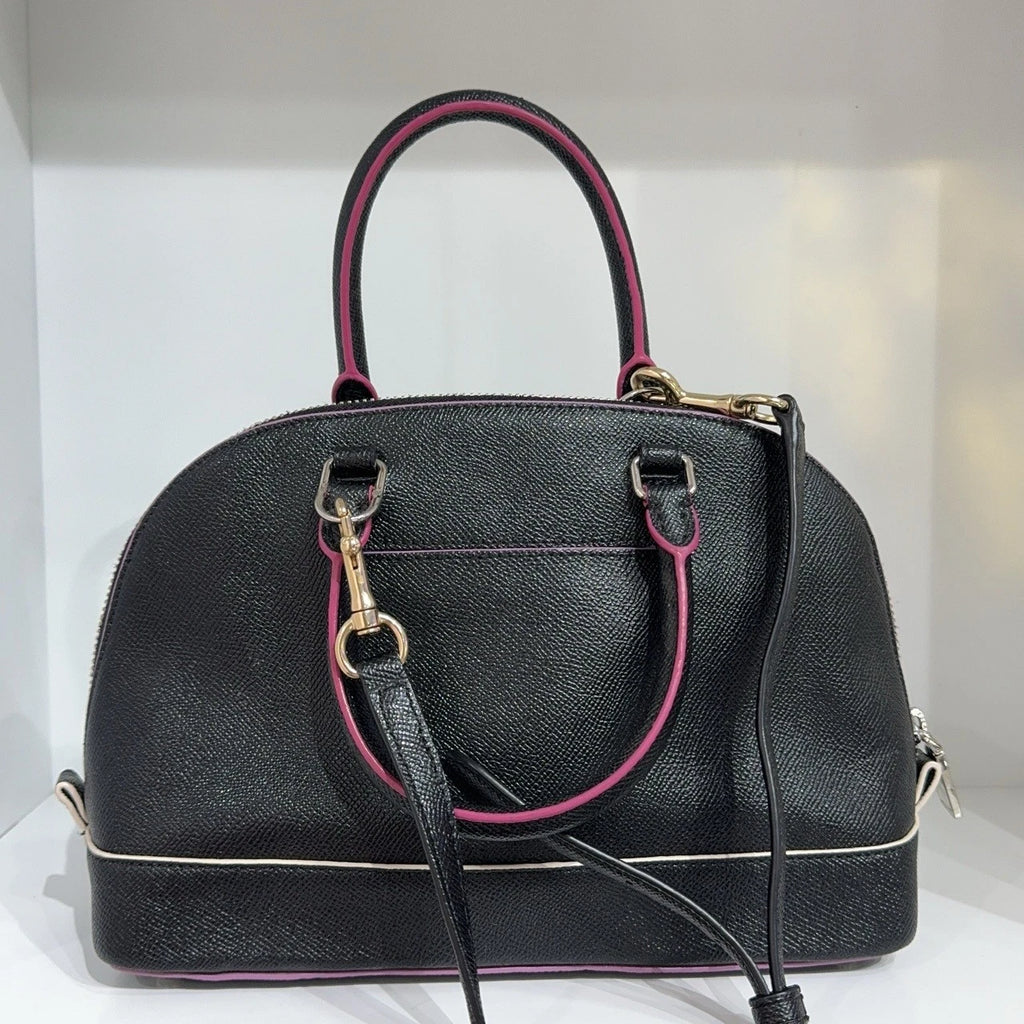 Coach Black Leather Sierra Dome Crossbody Handbag For Women