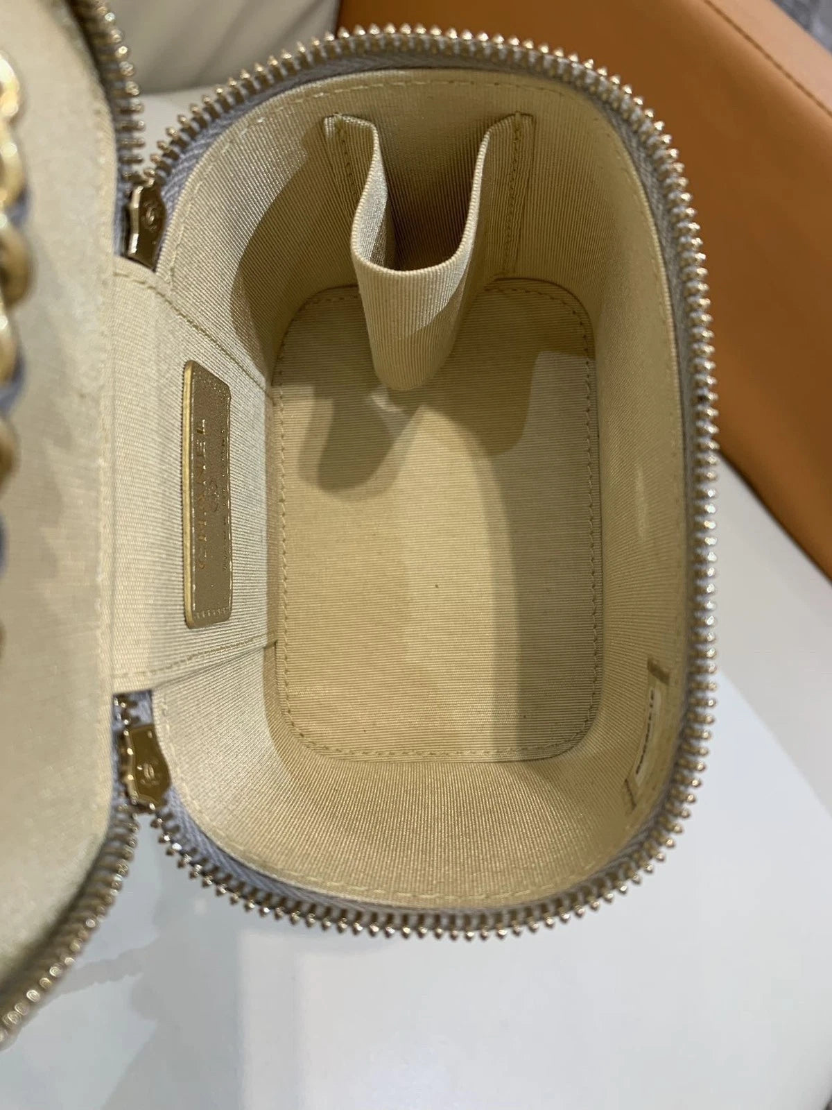 CHANEL Light Gray Gold Ball Box Shoulder Bag For Women