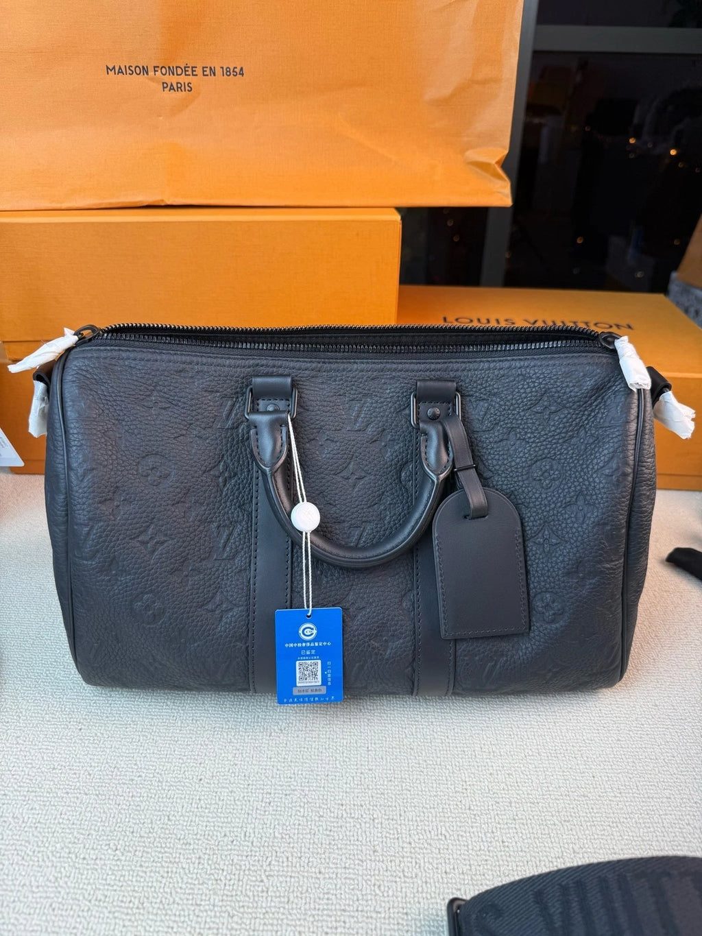 Louis Vuitton Embossed Keepall35 Leather Handbag For Women