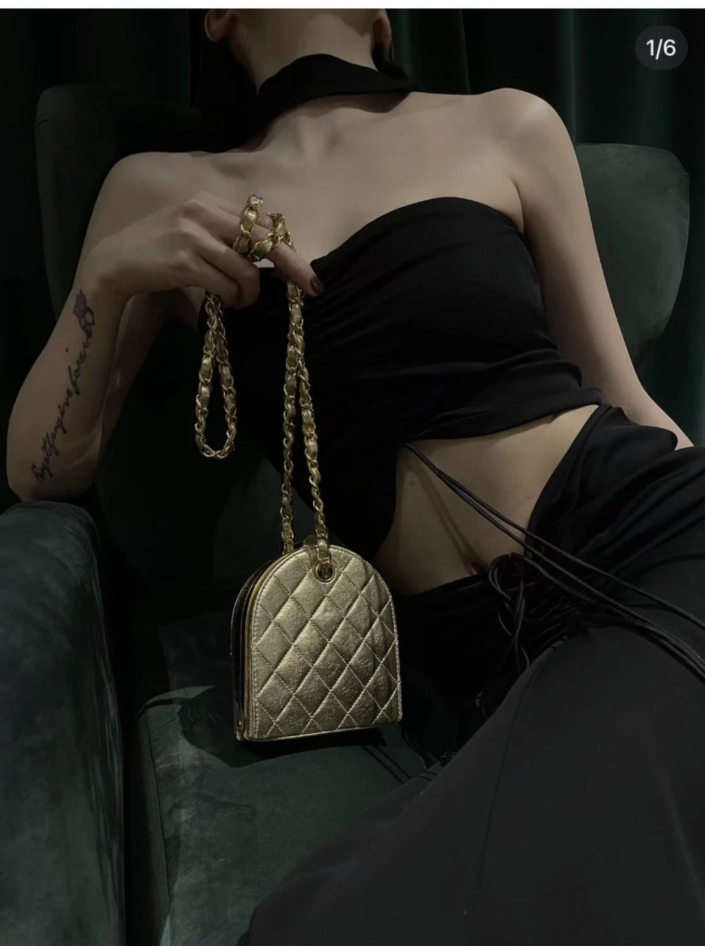 Chanel Vintage Chain Calfskin Shoulder Crossbody Bag Gold Women S