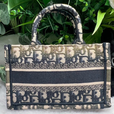 Dior Book Tote Blue Oblique Gold Hardware Handbag Shoulder Bag