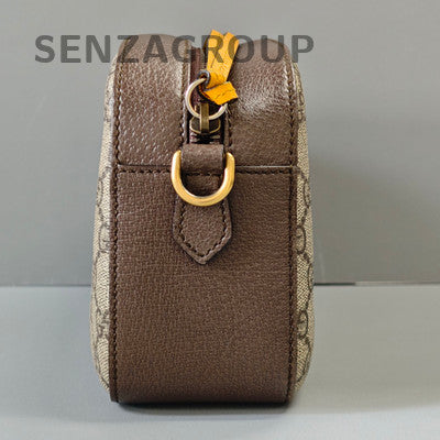 GUCCI Tiger Head Camera Bag Beige Brown Gold Buckle Shoulder Crossbody