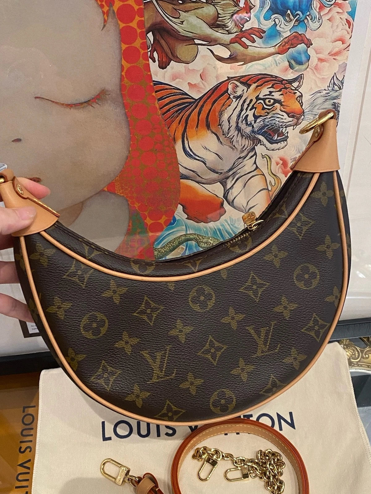 Louis Vuitton Canvas Monogram Pea Moon Bag For Women