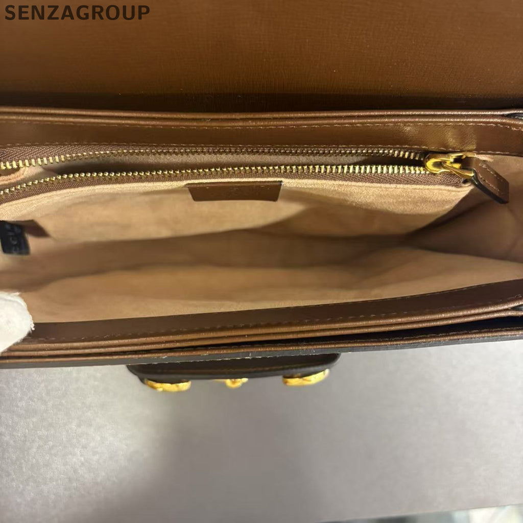 Gucci Horsebit 1955 GG Supreme Saddle Bag Brown Women's Classic