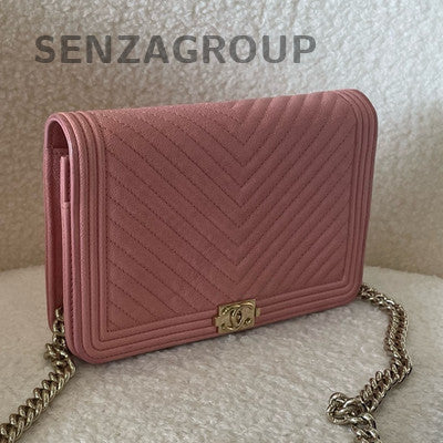 Chanel LeBoy Pink Gold Hardware Chain Shoulder Crossbody Bag