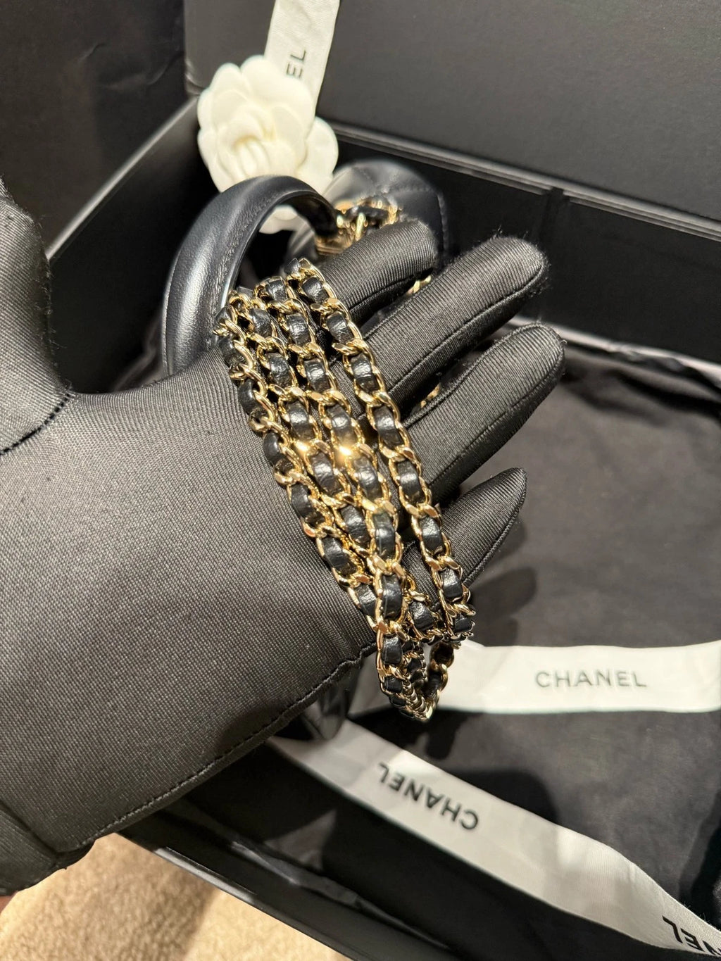 Chanel Flap Mini Lambskin Top Handle Bag Excellent