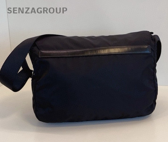 Prada Canvas Messenger Shoulder Crossbody Bag Black Unisex Adults