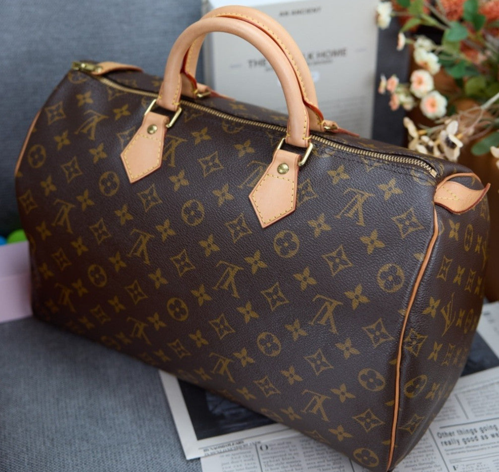 Louis Vuitton Speedy35 Monogram Top Handle Handbag Women Brown