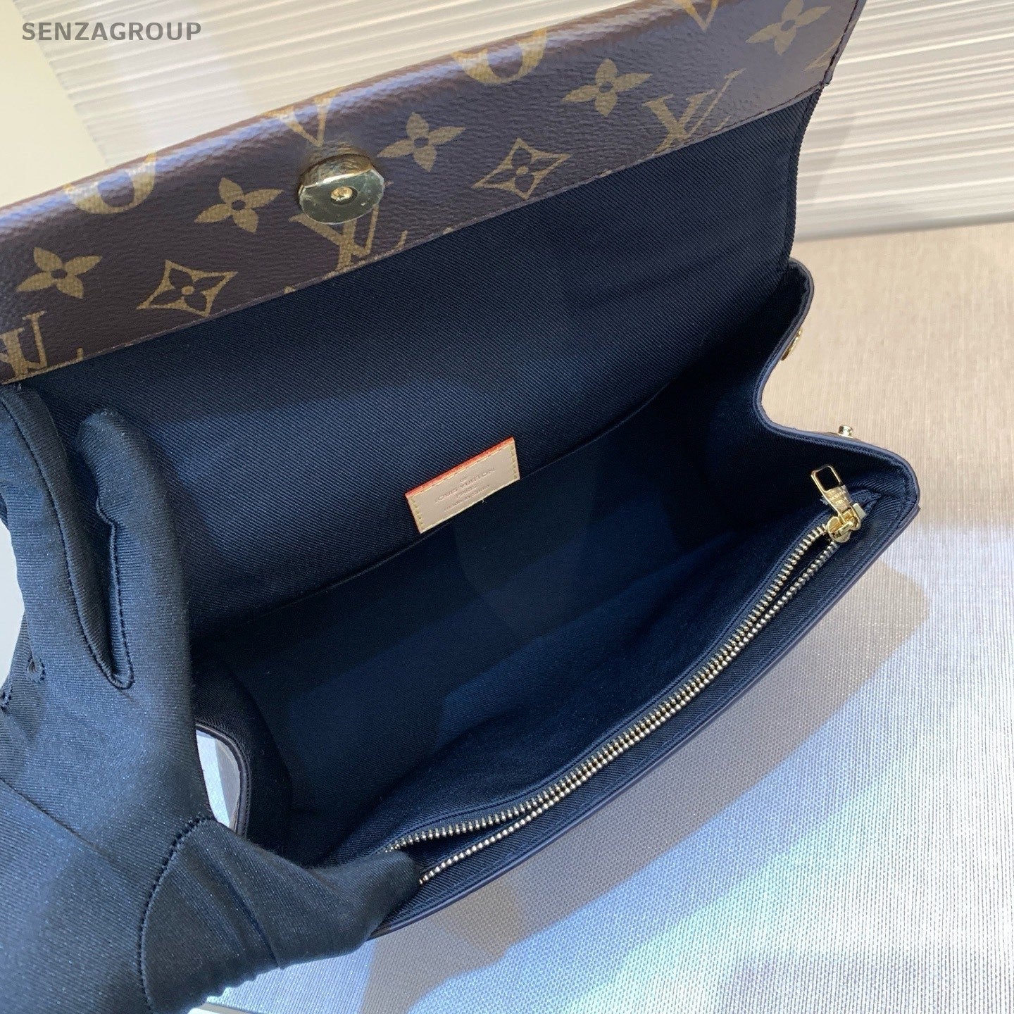 Louis Vuitton Monogram 2Way Top Handle Bag Crossbody Brown Gold Women Classic