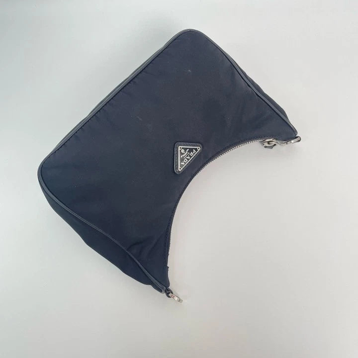 Prada Black Nylon Triangle Logo 3-in-1 Chain Shoulder Crossbody For Women