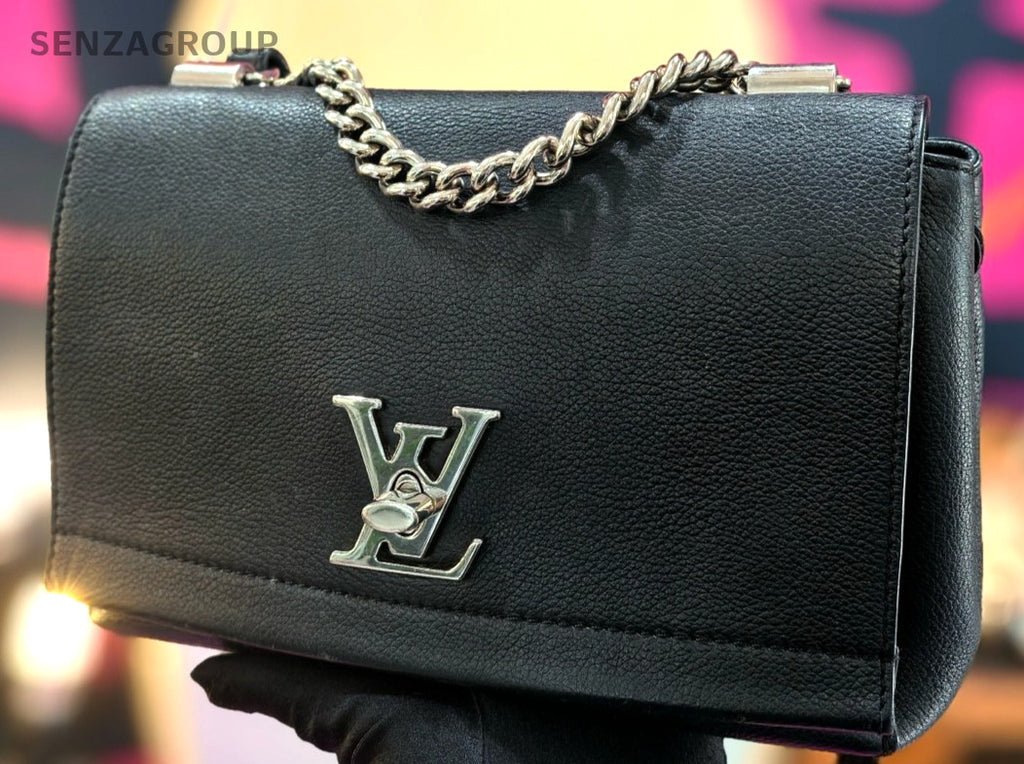 Louis Vuitton Lockme BB Chain Shoulder bag Calfskin Women Black Silver