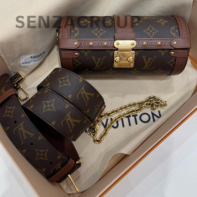 Louis Vuitton Papillon Monogram S-Lock Chain Shoulder Bag Brown Women
