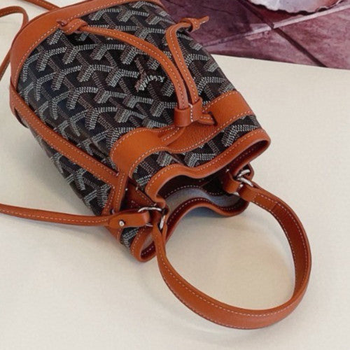 Goyard Petit Flot Mini Bucket Top Handle Bag Crossbody Brown Women Classic