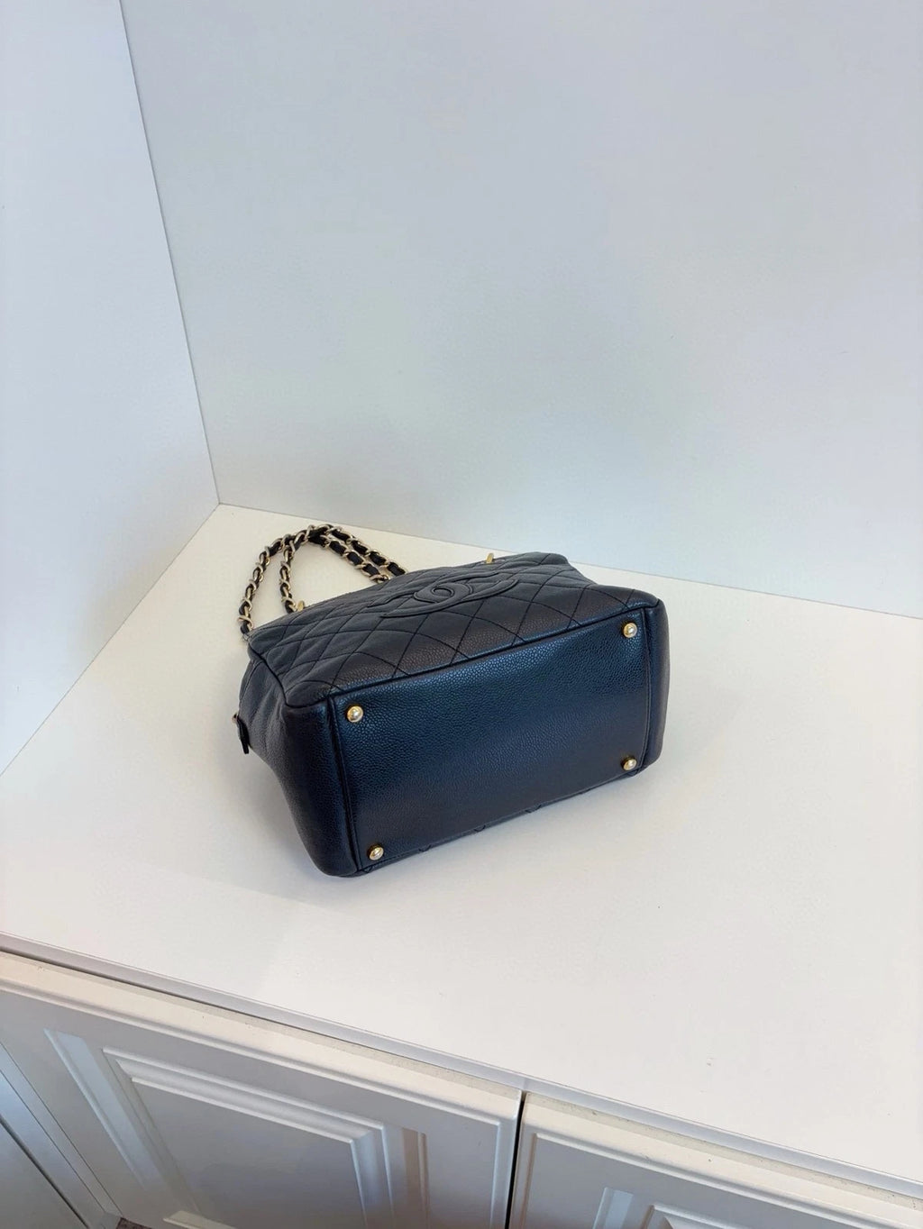 Chanel PTT Small Fatty Zip Tote Bag Black Caviar Leather Women Classic