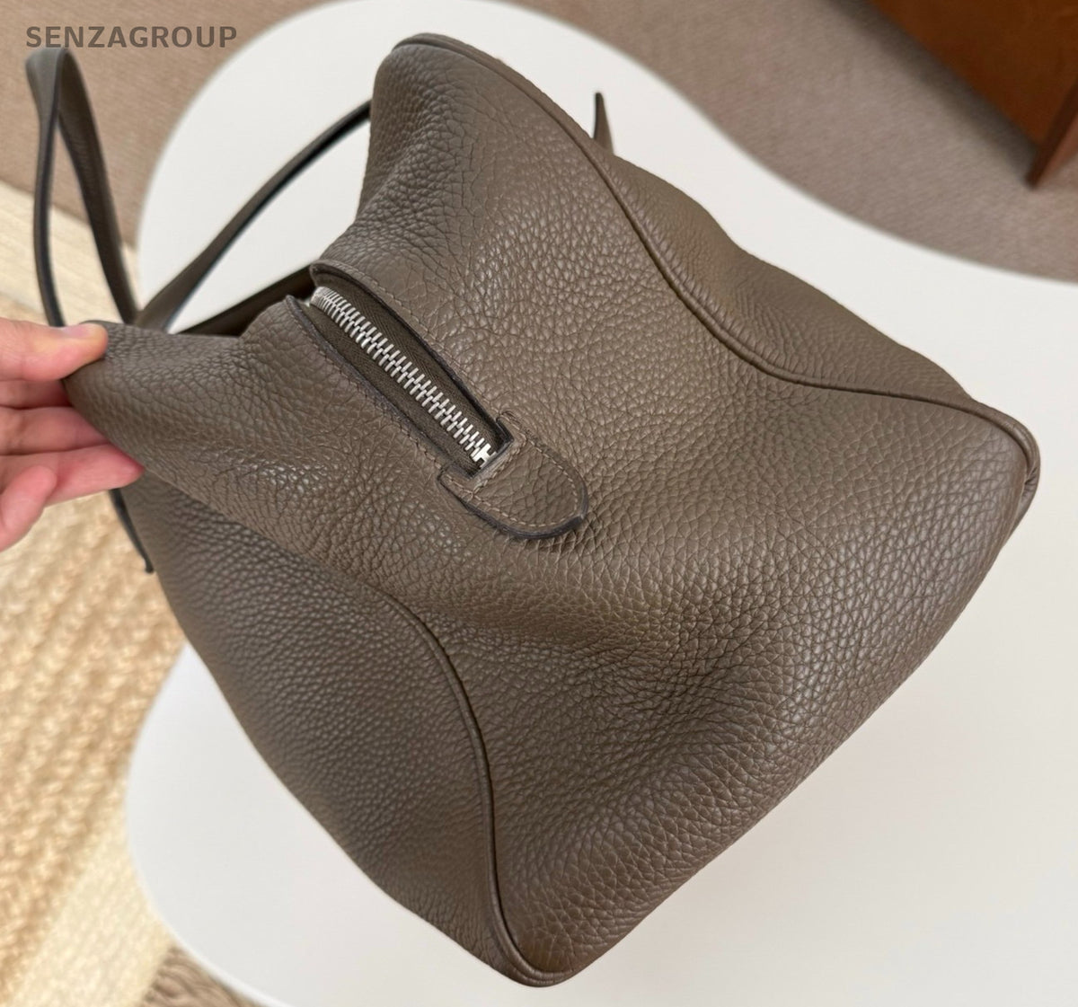 Hermes Victoria Top Handle Bag Gray Silver Used Women Classic