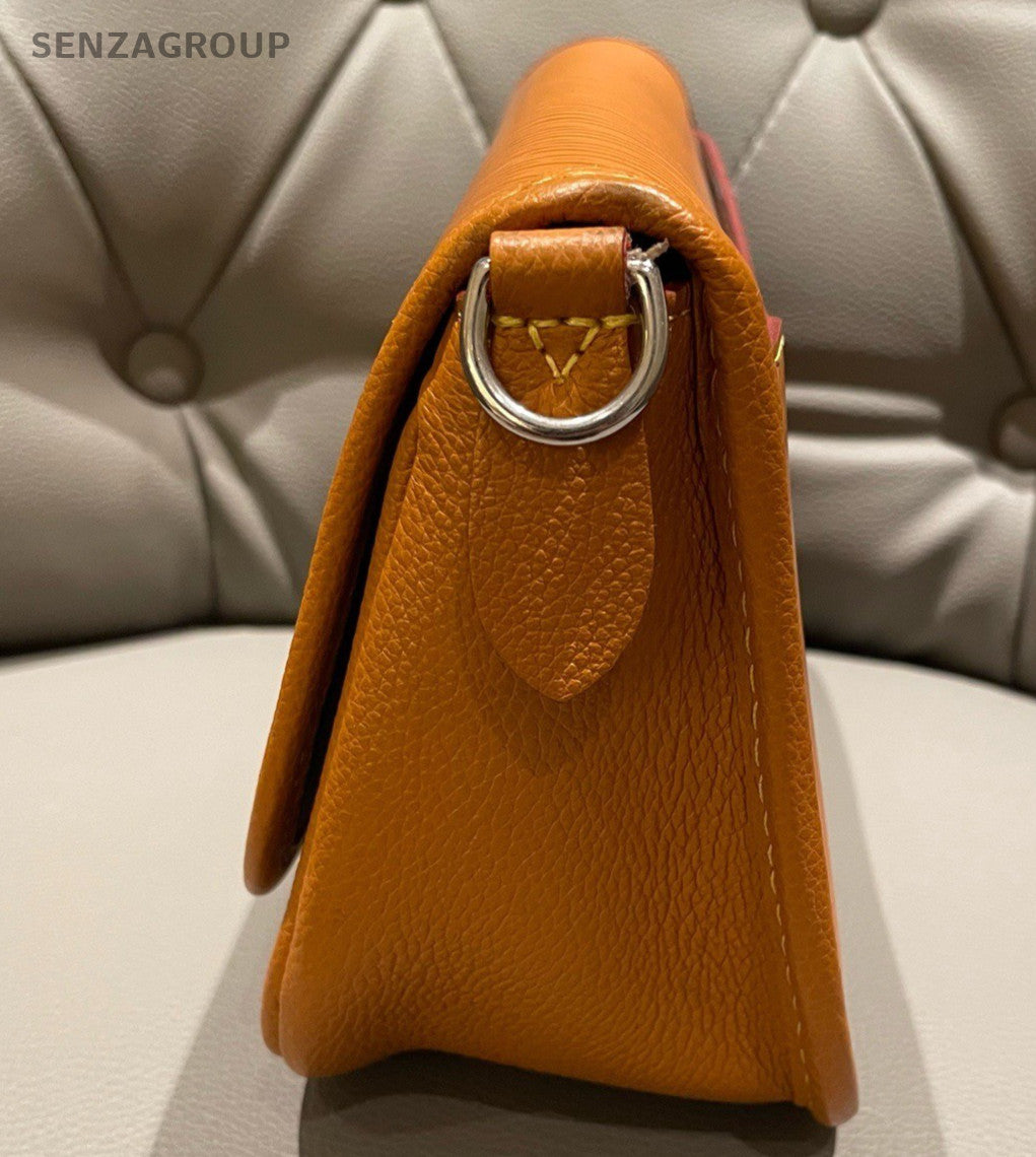 Louis Vuitton Buci Epi Leather Shoulder Bag Crossbody Brown Silver Women Classic