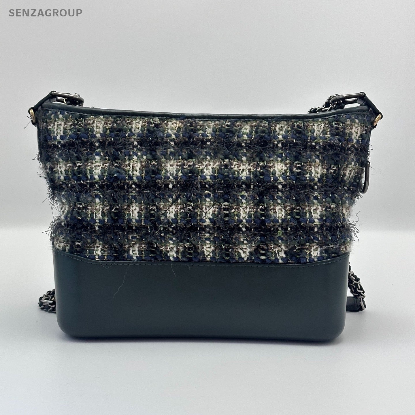 Chanel Gabrielle MM wool fabric Chain Shoulder bag dark green Women