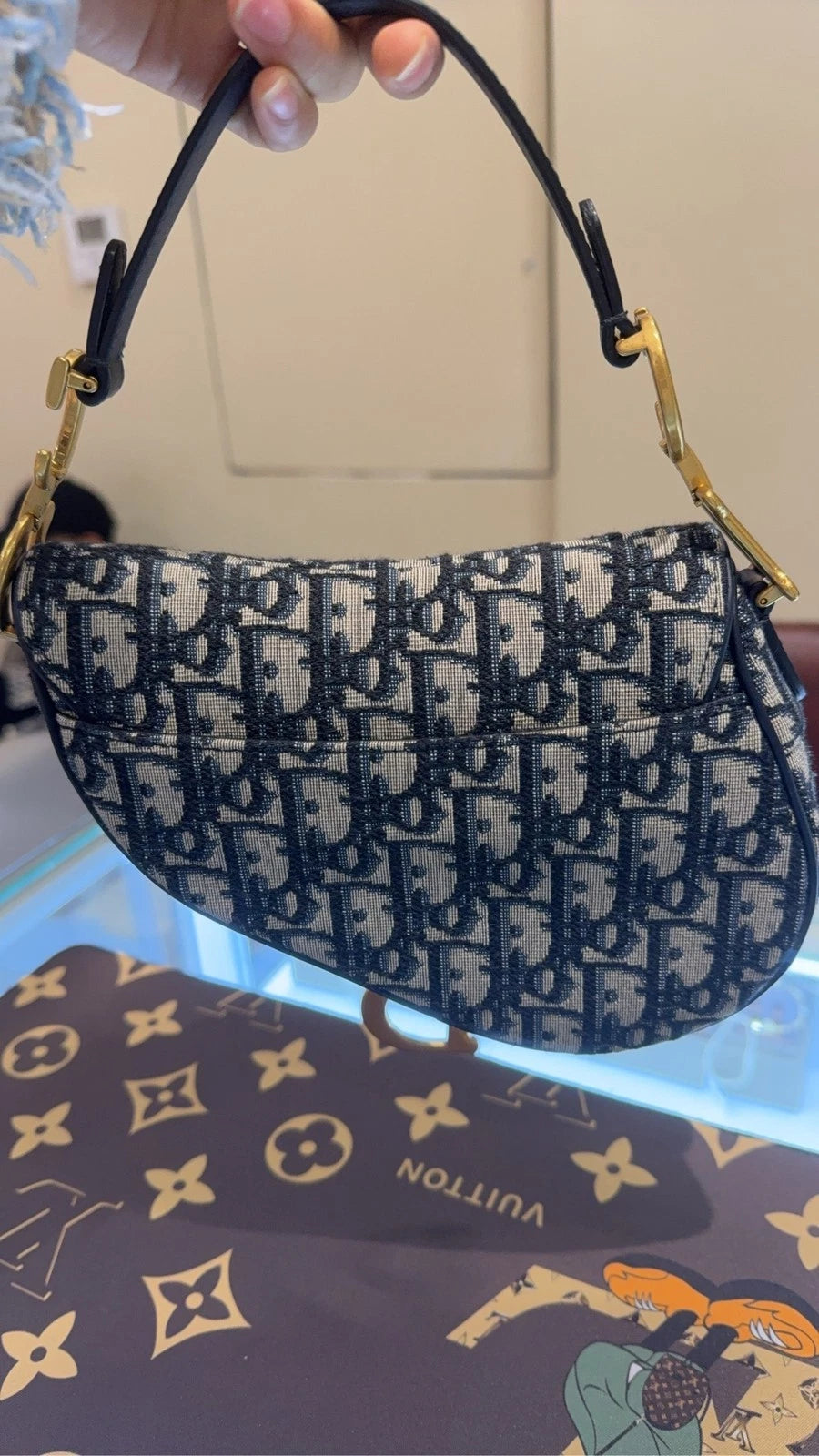 Dior Saddle Canvas Shoulder Bag Excellent