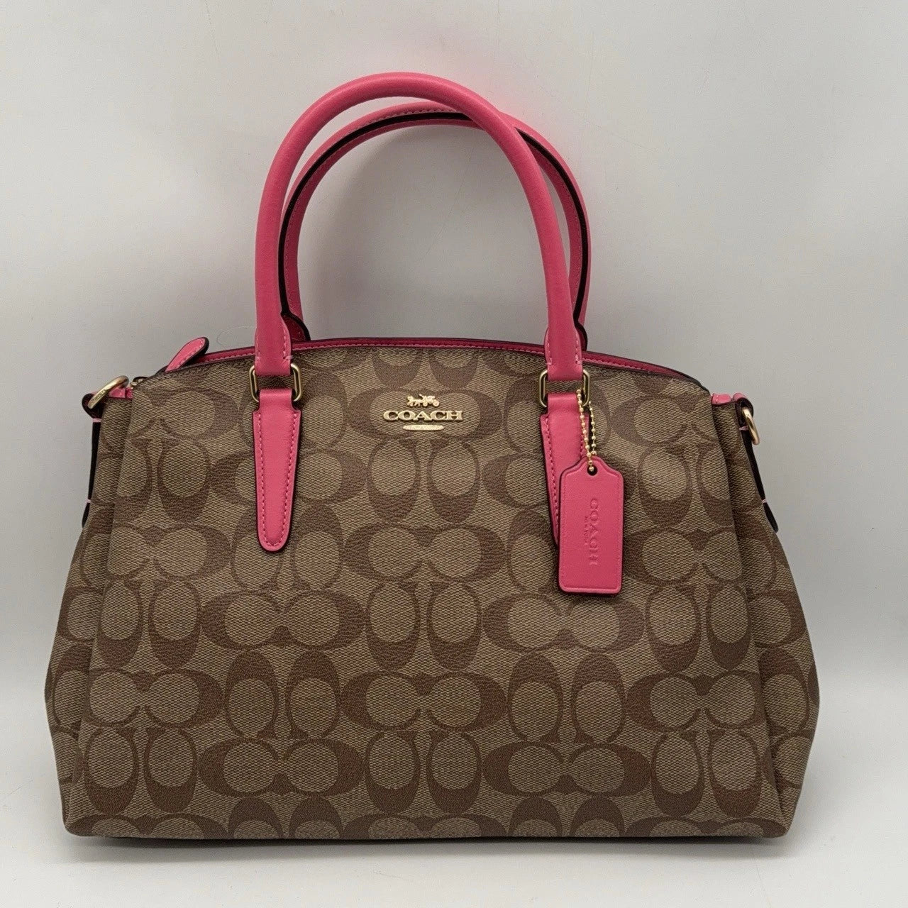 Coach Brown Monogram Canvas Tote Crossbody Shoulder Handbag For Women