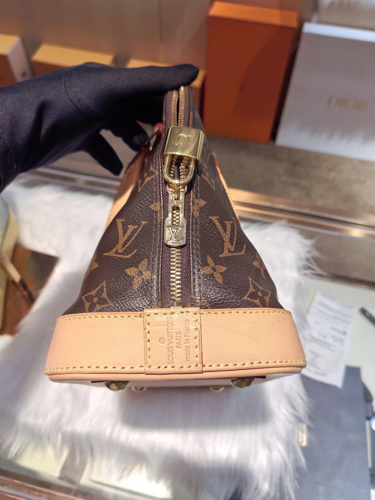 Authentic Louis Vuitton Canvas Alma Top Handle Bag For Women