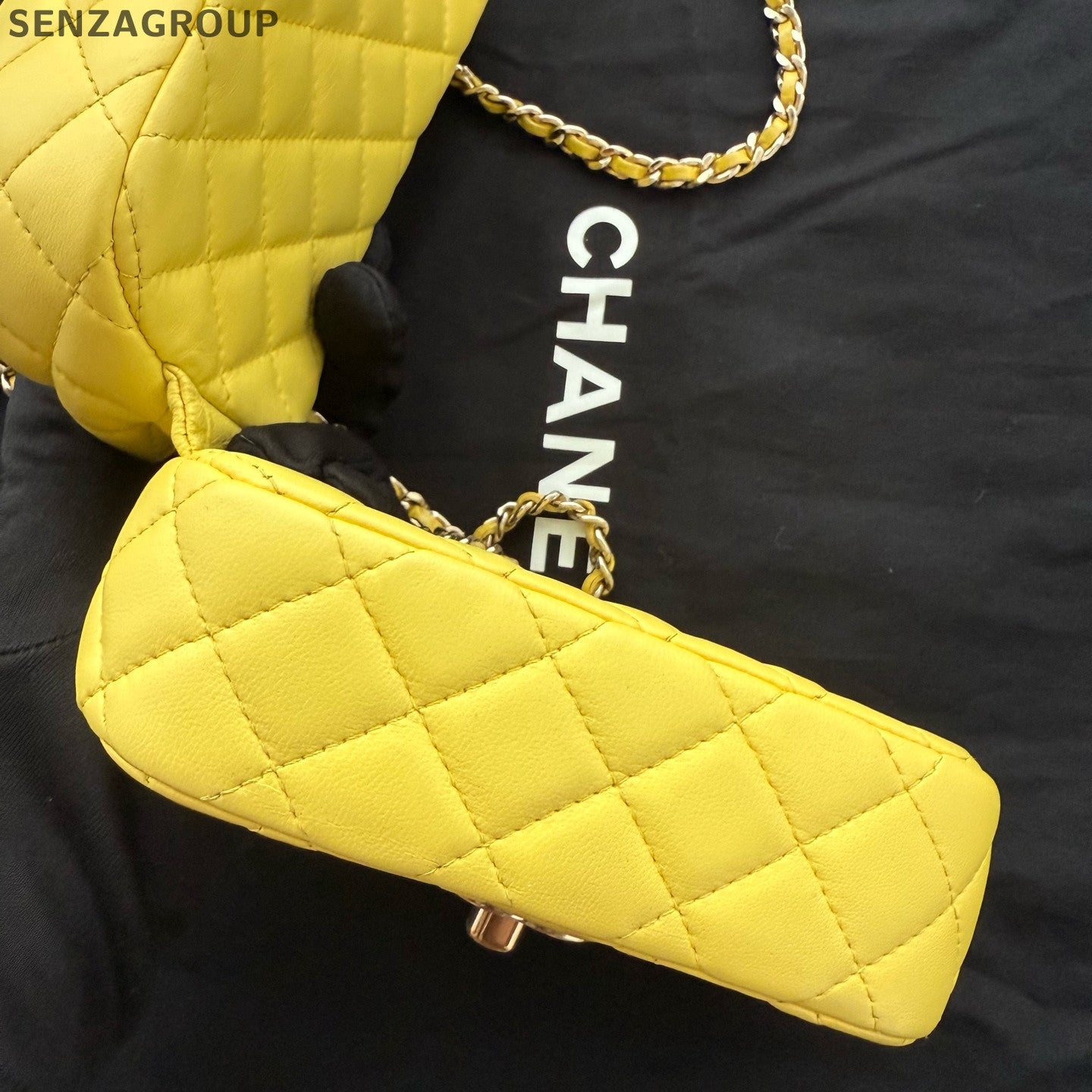 Chanel Vintage CF Mini Double Flap Chain Shoulder Bag Yellow Gold Hardware