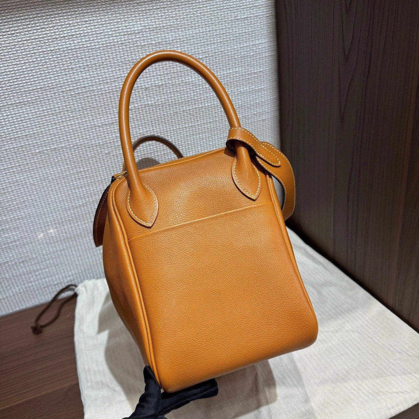 Hermes Lindy30 Top Handle Shoulder Bag Brown Gold Used Women Classic