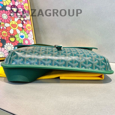 Goyard Coursier Messenger Bag Green Silver Buckle Women's Classic Shoulder Bag