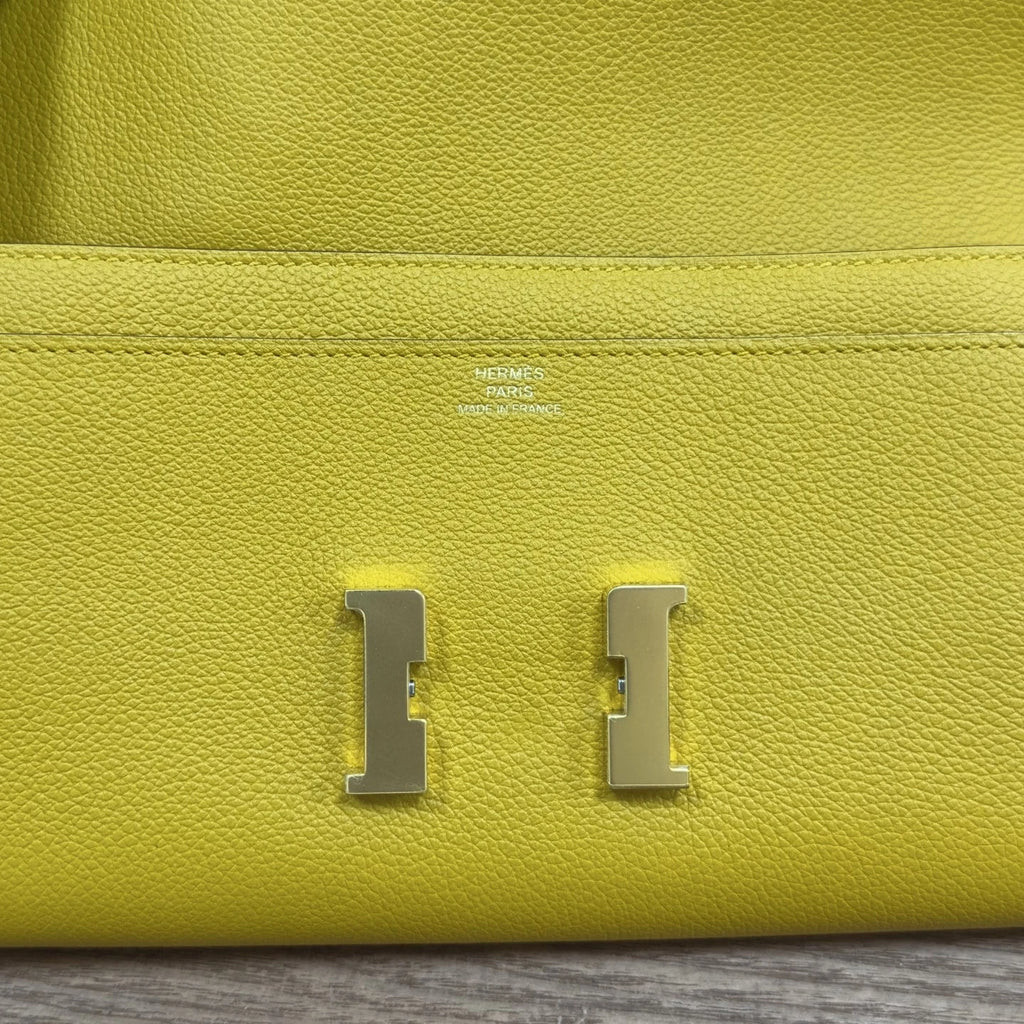 Hermes Constance Togo Leather Long Wallet Yellow Gold Hardware