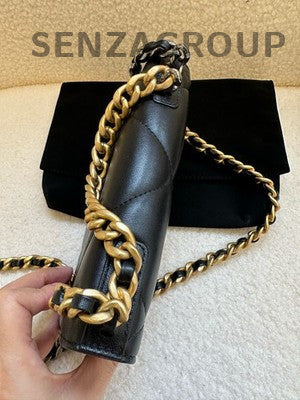 Chanel 19 WOC Black Gold Chain Shoulder Bag Classic Quilted Lambskin