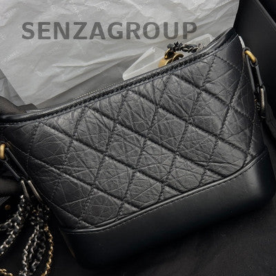 Chanel Gabrielle Hobo Small Calfskin Black Gold Chain Shoulder Bag