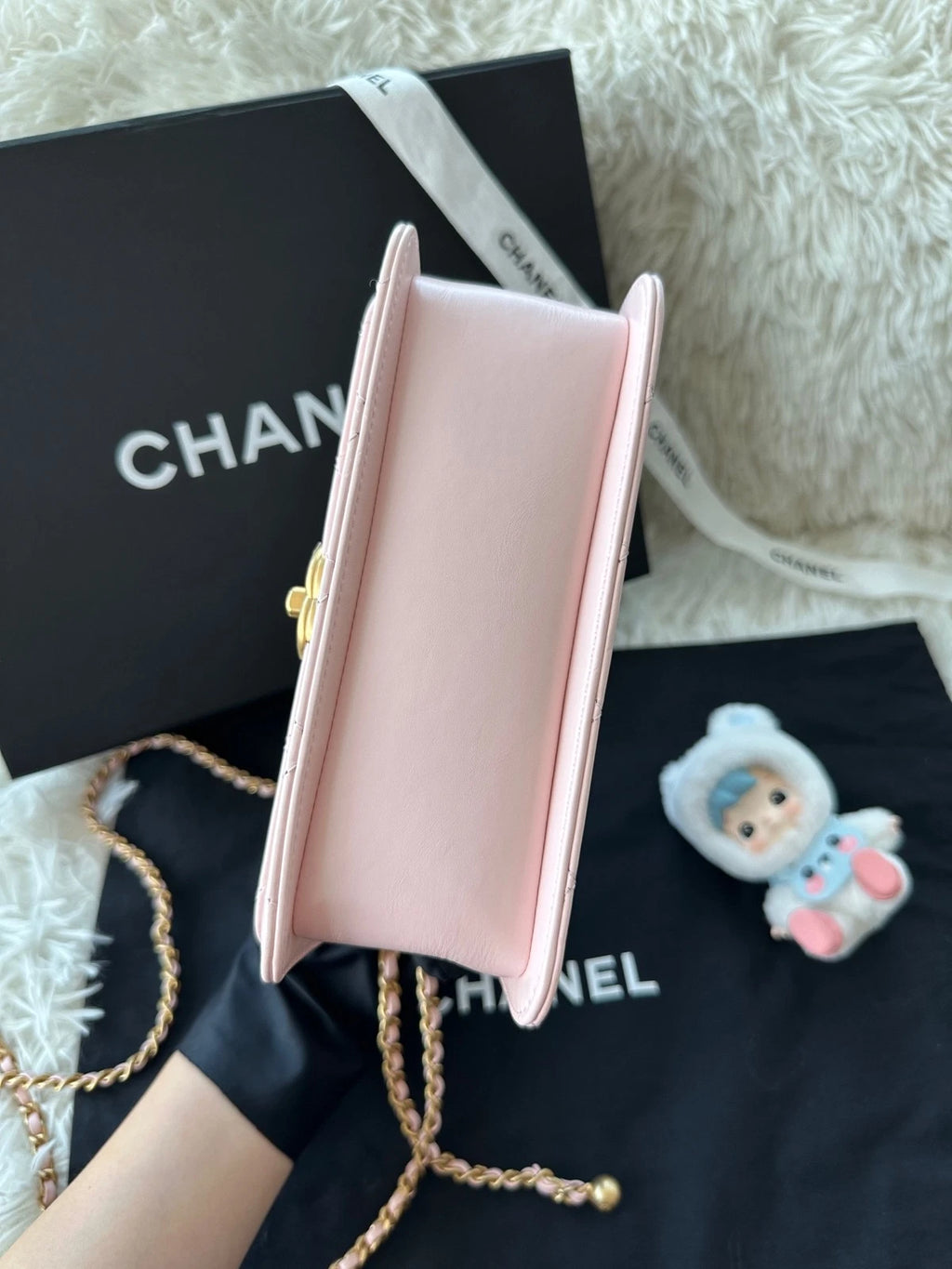 Chanel CF Mini Double Gold Ball Pink Calfskin Shoulder Handbag For Women
