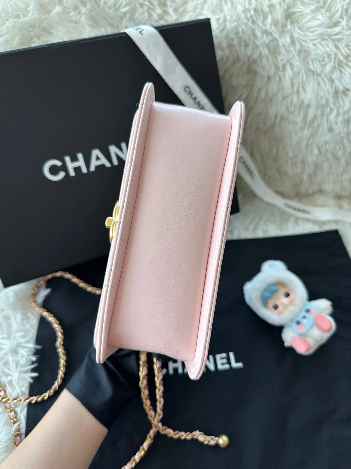Chanel CF Mini Double Gold Ball Pink Calfskin Shoulder Handbag For Women