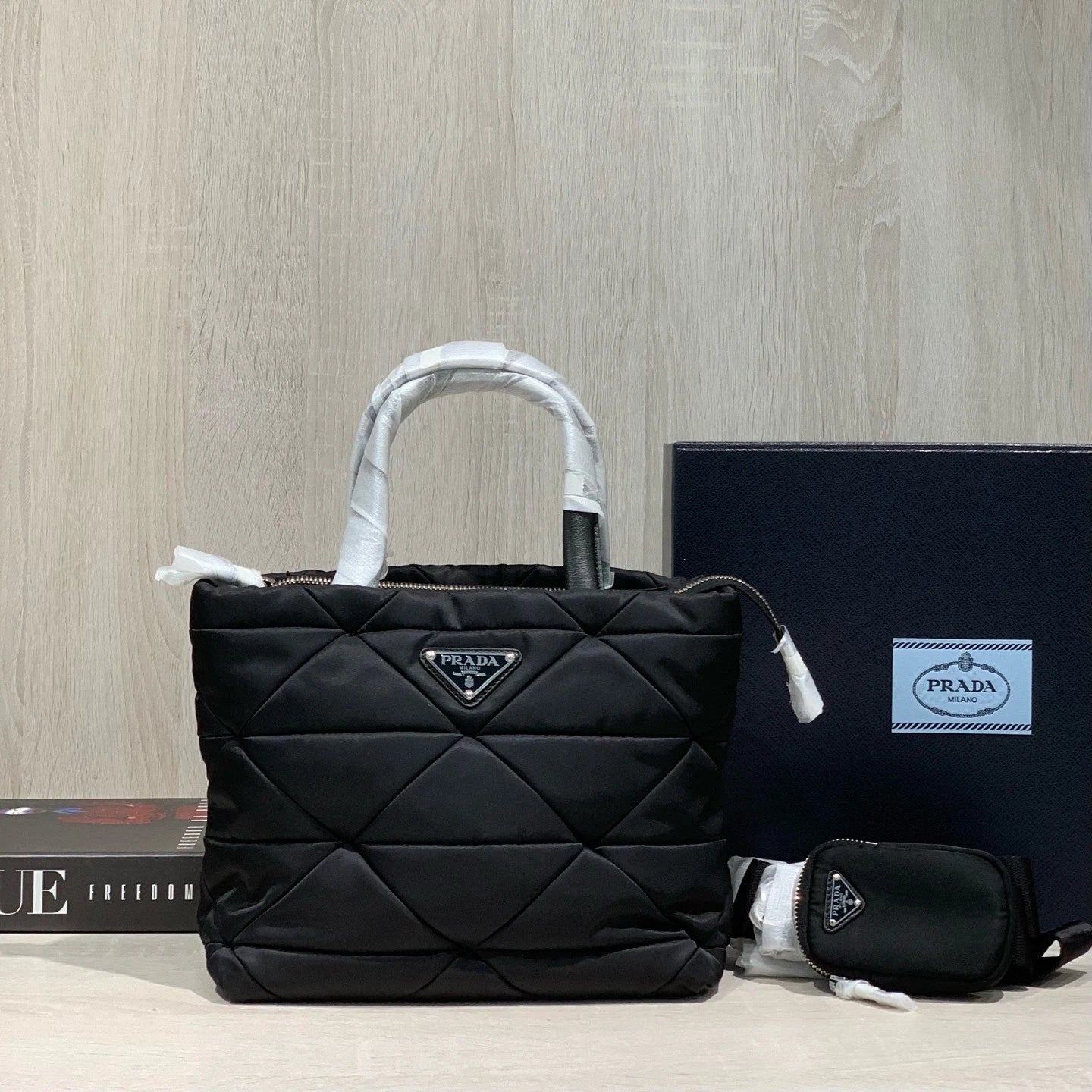 PRADA Black Nylon Tote Bag For Women