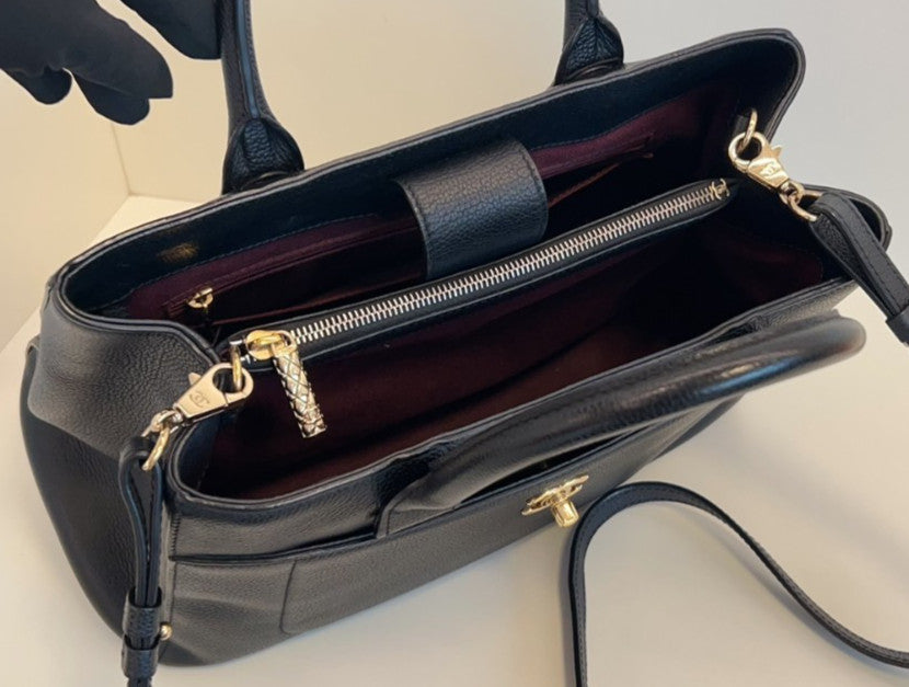 CHANEL Cerf tote Top Handle 2WAY Crossboy bag Black Gold Women