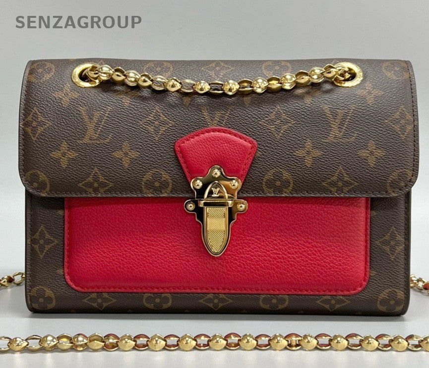 Louis Vuitton Victoire Monogram Chain Shoulder Bag Crossbody Brown Gold Women
