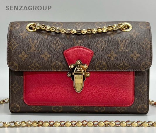 Louis Vuitton Victoire Monogram Chain Shoulder Bag Crossbody Brown Gold Women