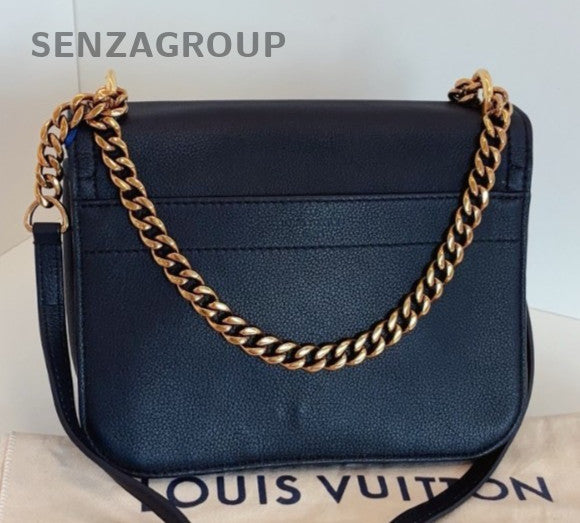 Louis Vuitton Lockme PM Chain Calfskin Shoulder Bag Crossbody Black Gold Women