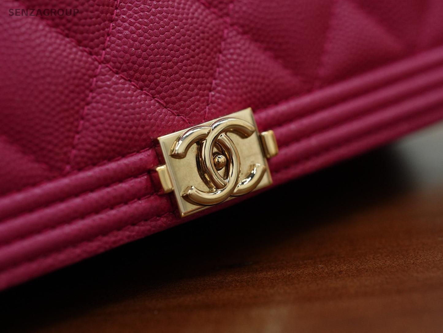 CHANEL Woc Diamond pattern Calfskin Chain Shoulder bag Women Peach Pink Gold