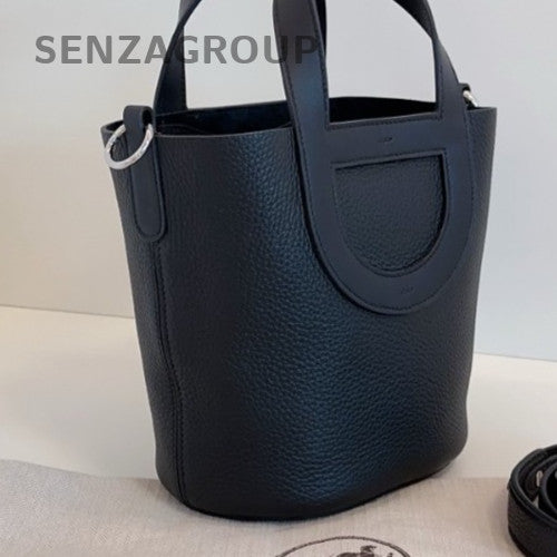 Hermes In The Loop Top Handle Bag Shoulder Bag Black Silver Women Classic