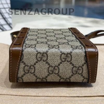 Gucci 1955 Mini Phone Crossbody Bag Brown Gold Buckle Classic Women
